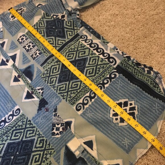 Vintage 90s Meandering Patchwork Button Up Dress Shirt - Picture 15 of 16